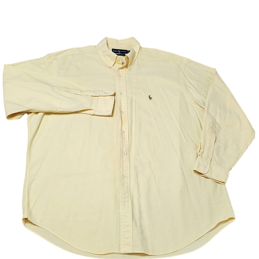 Ralph Lauren Shirt Mens 17 34/35 Yellow Yarmouth Oxford Button Down Long Sleeve